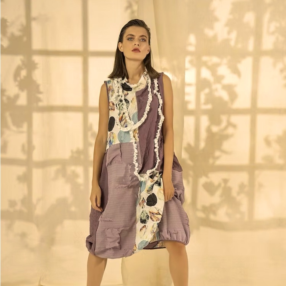 Elegant Purple and Floral Women's Dress